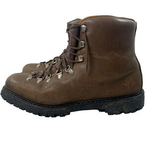 Vintage Munari Mountaineering Boots Size 10 Brown Leather Hiking Made In Italy